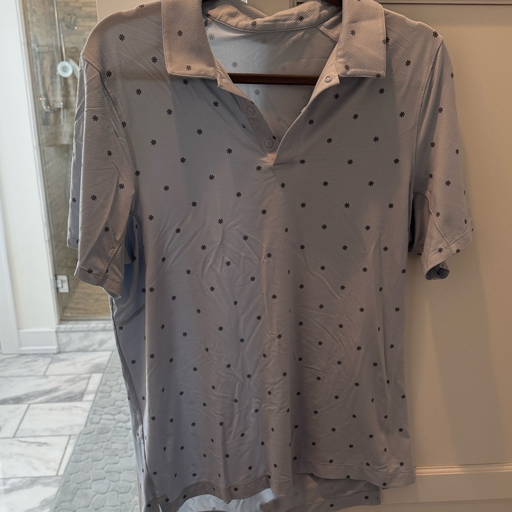 Men's Light Blue Polka Dot Polo Shirt